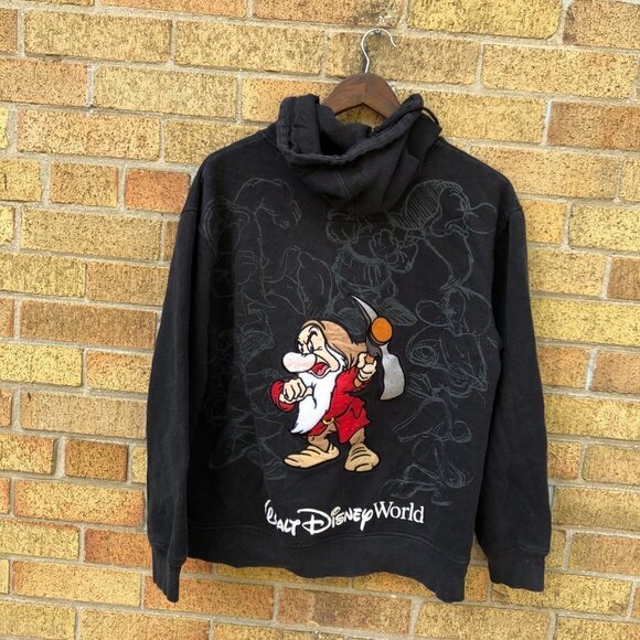 Vintage Embroidered Disney Hoodie 'Grumpy' Medium - Picture 7 of 8